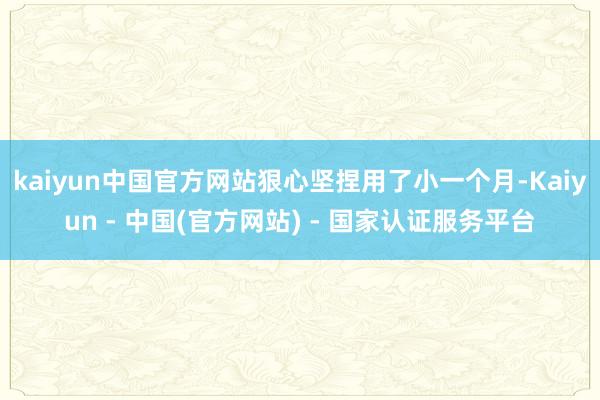 kaiyun中国官方网站狠心坚捏用了小一个月-Kaiyun - 中国(官方网站) - 国家认证服务平台